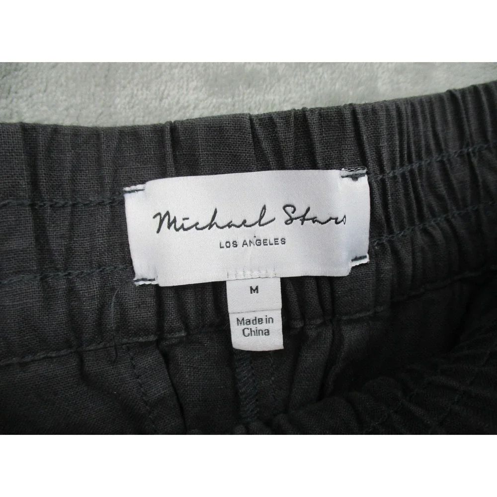 Michael Stars Pants Womens Medium Charcoal Linen Blend Wide Leg Pull On Pockets - Picture 7 of 11